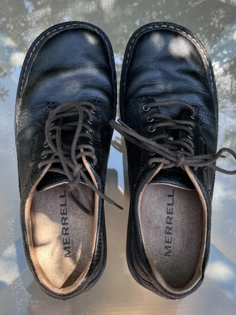 Merrell Men's Psychic Black Pebbled Leather Lace Up Oxford Light Shoes 9